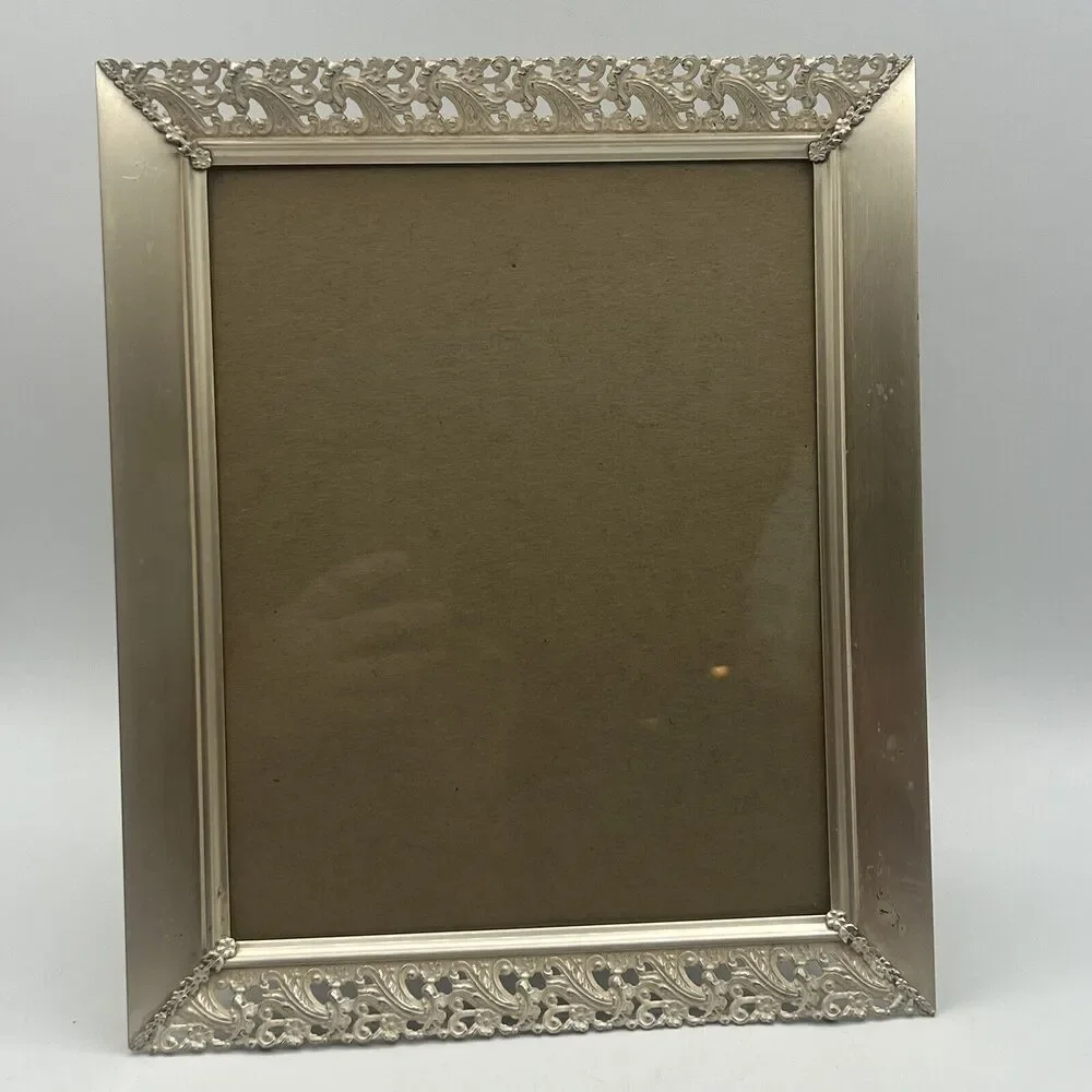 Vintage Overton Metal Ornate Filigree Picture Frame Gold Tone 8x10 Hollywood MCM